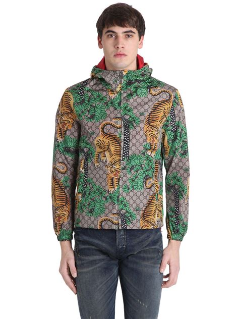 gucci tiger gg nylon jacket|Gucci tiger denim jacket.